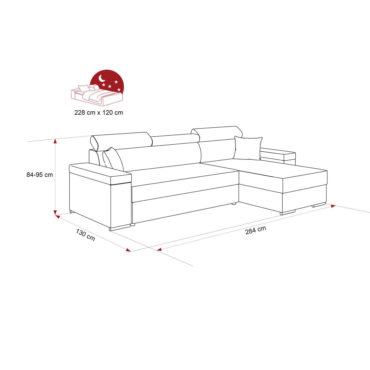 ECKSOFA AISHA mit Schlaffunktion und Bettkasten Marineblau - Dunkelblau, Holzwerkstoff/Kunststoff (250/90cm) - Idohome