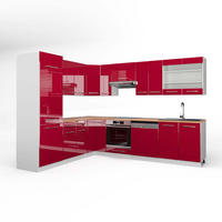 ECKKÜCHE Fame-Line Bordeaux Hochglanz/Weiß 227 x 287 cm, AP Eiche - Bordeaux/Weiß, Holzwerkstoff (287/81.6/60cm) - Vicco