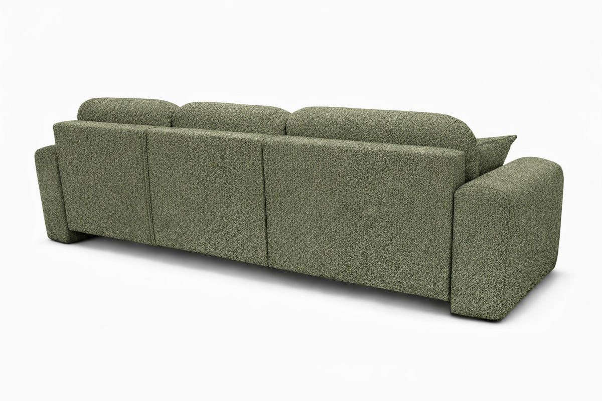 ECKSOFA Mit Schlaffunktion Und Bettkasten, Sofa L-Form Bingo L, Chenille-Stoff Artico, Moss, Rechts - Grün, Holz (250/142cm) - Kaiser Möbel
