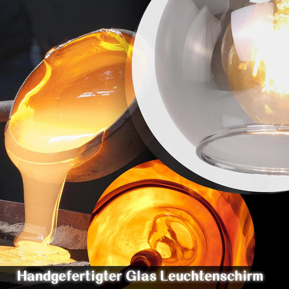 HÄNGELEUCHTE Krenq 55/13/145 cm - Schwarz, Glas/Metall (55/13/145cm) - ZMH
