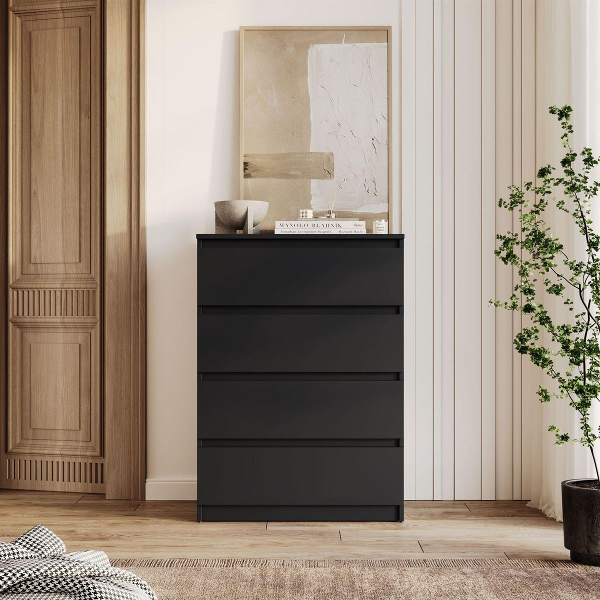 MODERNE Sideboard HANA M4 70 Schwarz matt - Schwarz, Holzwerkstoff (70/97/40cm) - Lookway