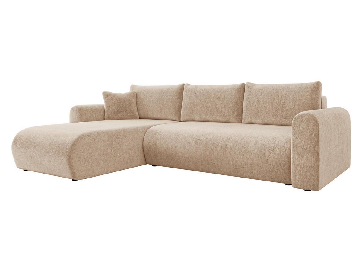 ECKSOFA Eliwo - Beige/Schwarz, Holz/Textil (252/158cm) - MIRJAN24