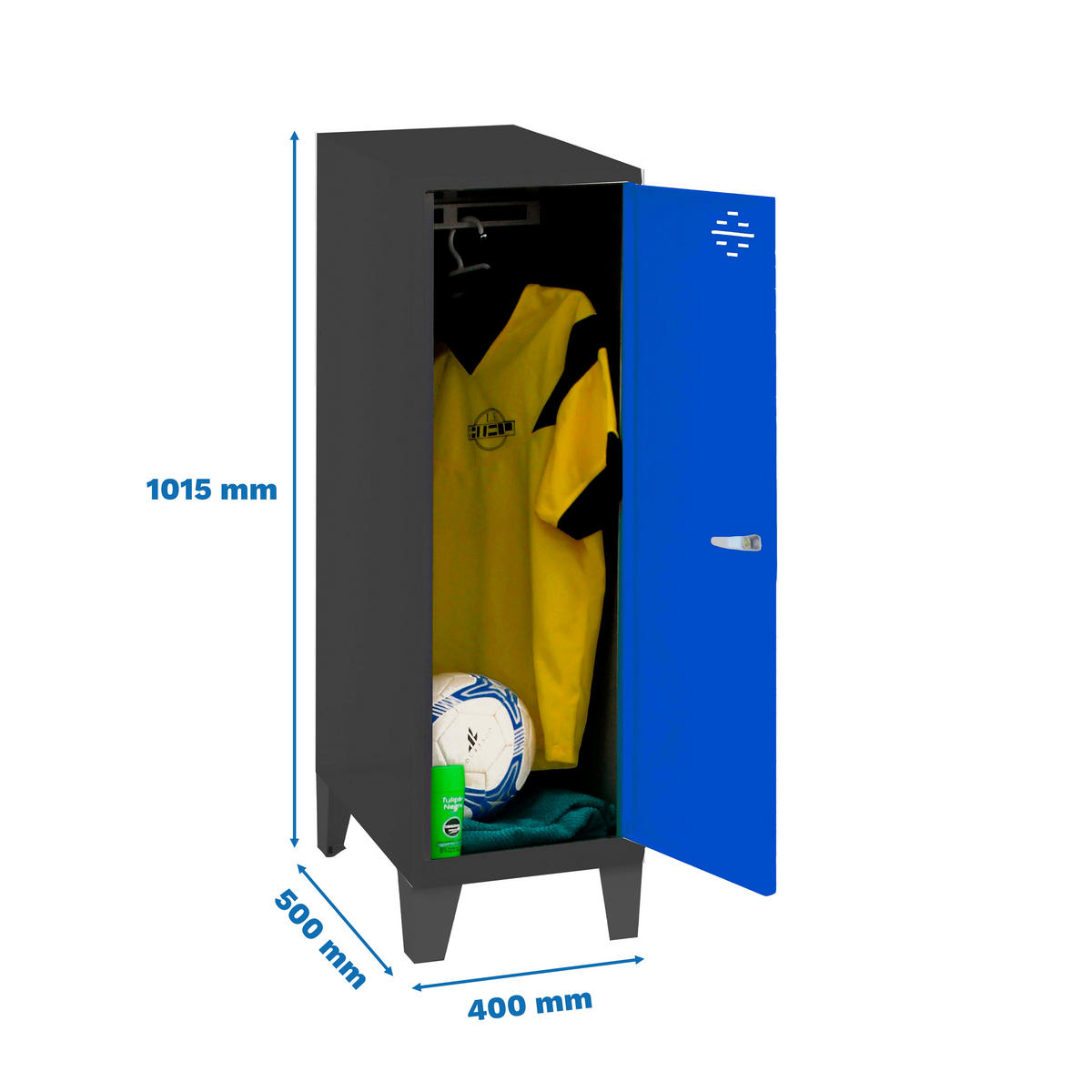 SCHLIESSFACHWÜRFEL Amego HxBxT 101,5x40x50 cm Mit Standfüße Blau-Anthrazit Spind - Blau, Metall (40/101.5/50cm) - PROREGAL