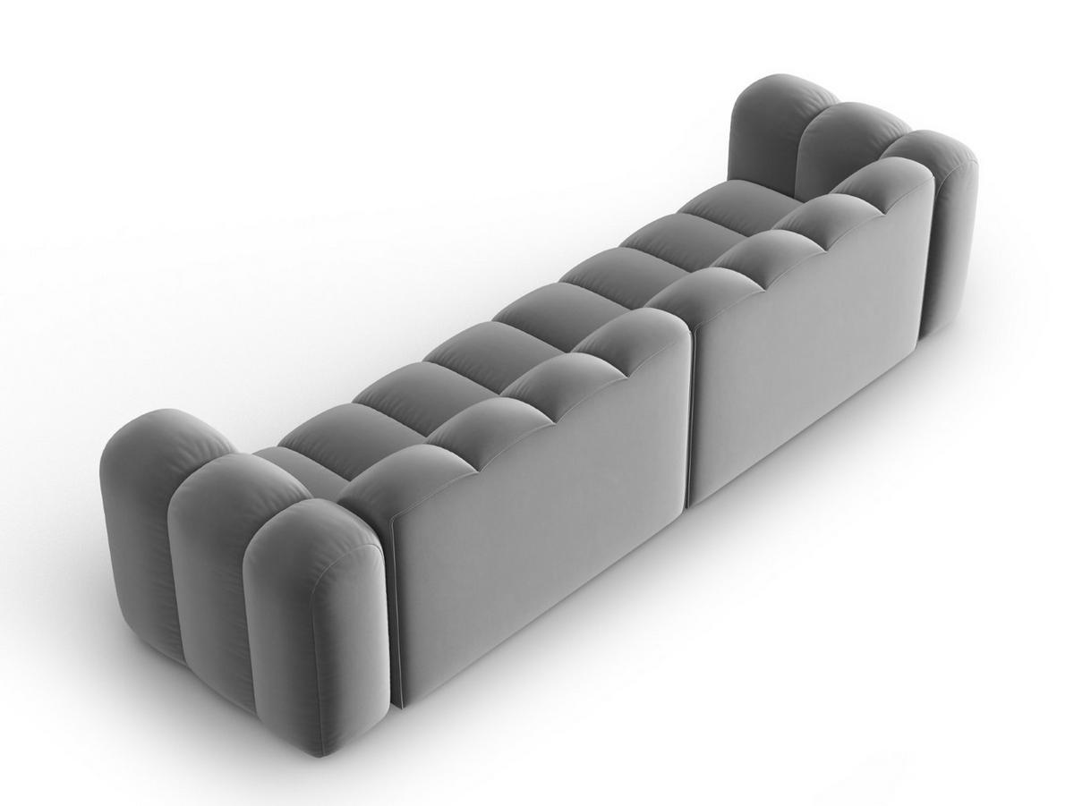 SOFA modular Lupine aus Samt grau 4 Sitzplätze - Grau, Textil (95/70/290cm) - Micadoni