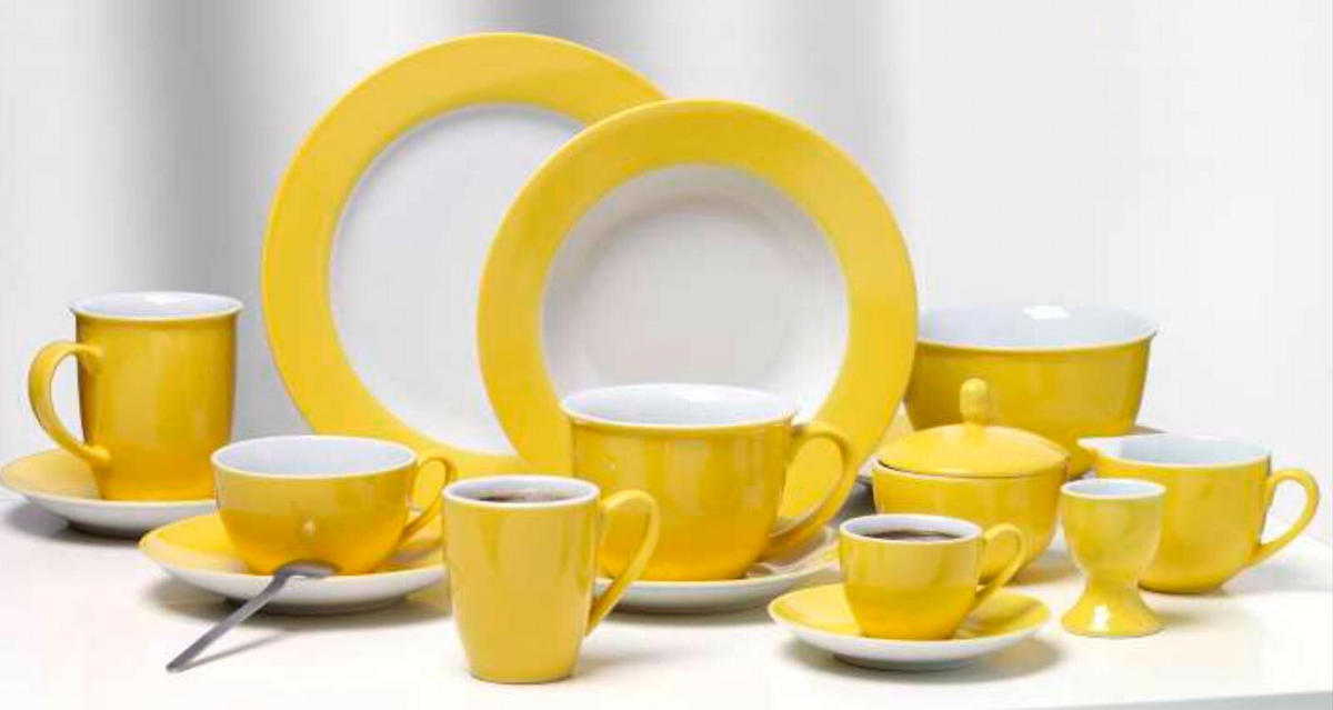 KOMBISERVICE Doppio Gelb 24er Set - Gelb, Keramik (1/1/1cm) - Ritzenhoff Breker