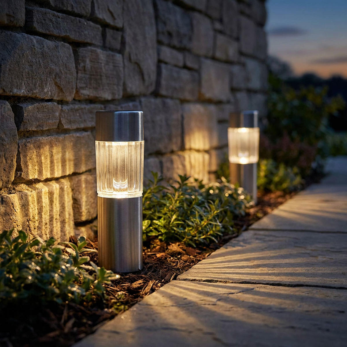 LED SOLARLAMPE Edelstahl Silber Außenbereich 8er Set - Silberfarben, Metall (4.6/4.6/25cm) - Globo Lighting