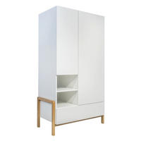 SKRIŇA 2 dvere Biela a drevo - biela, kompozitné drevo (100/180/55cm) - Petits-meubles