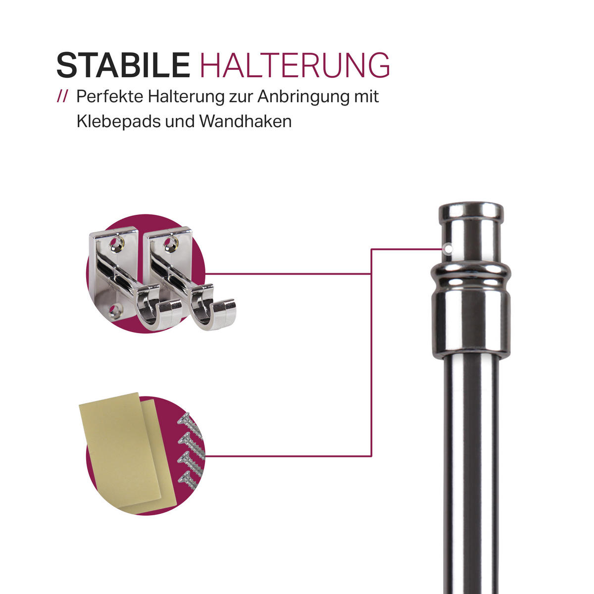 GARDINENSTANGE Silber chrom glänzend 125-225 cm - Silberfarben, Metall (125cm) - Bestlivings