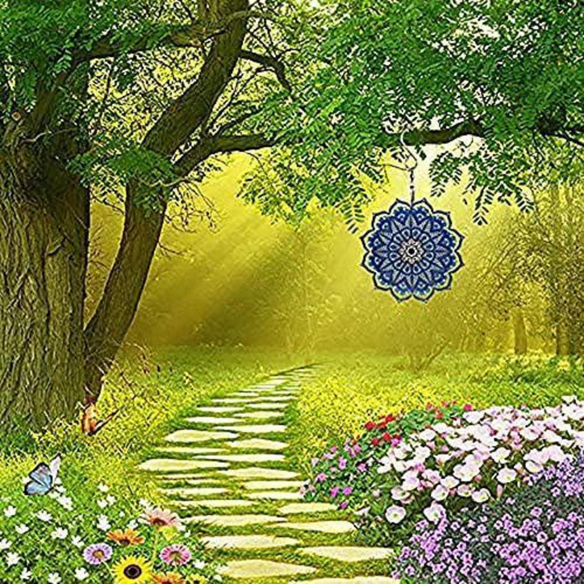WINDSPIEL Metall Mandala 360 Grad für Innen- und Außenbereich - Multicolor, Metall (30.5/30.5/30.5cm)