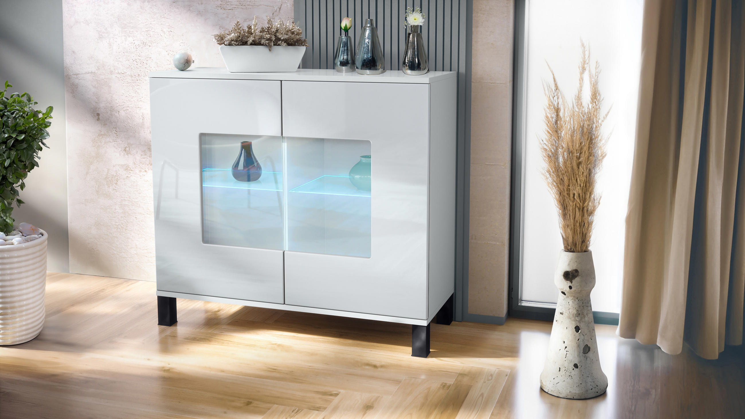 KOMMODE Grömitz Weiß Hochglanz - Weiß Hochglanz, Holzwerkstoff (92.5/84.5/35cm) - Vladon