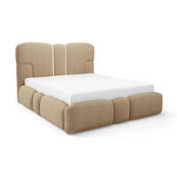 POLSTERBETT 180x200 Safron mit LED, Metall-Lattenrost, Braun - Braun, Holz/Textil (180/200cm) - Emporius