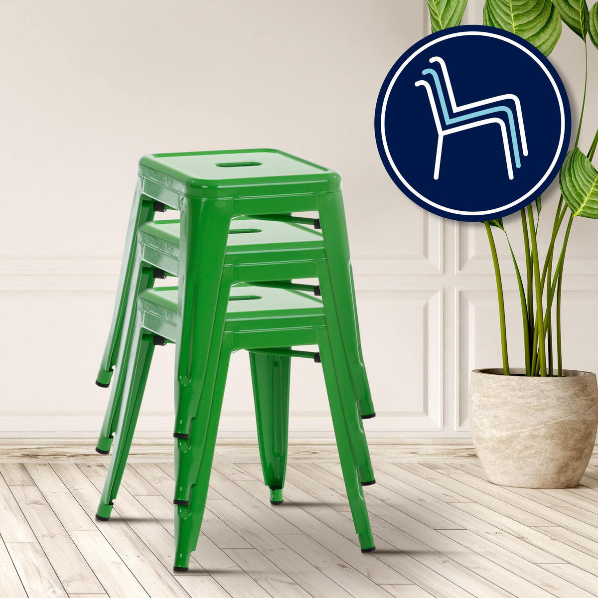 SITZHOCKER Arvida grün - Grün, Metall (40/46/40cm) - TPFLiving
