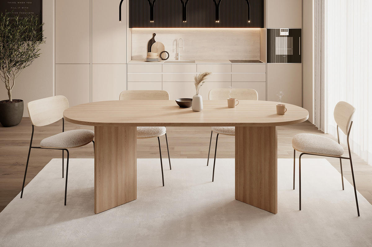 ESSTISCH Ovo Holzoptik Lindberg Eiche 204/90/75 cm - Eichefarben/Beige, Holzwerkstoff (204/90/75cm) - Selsey