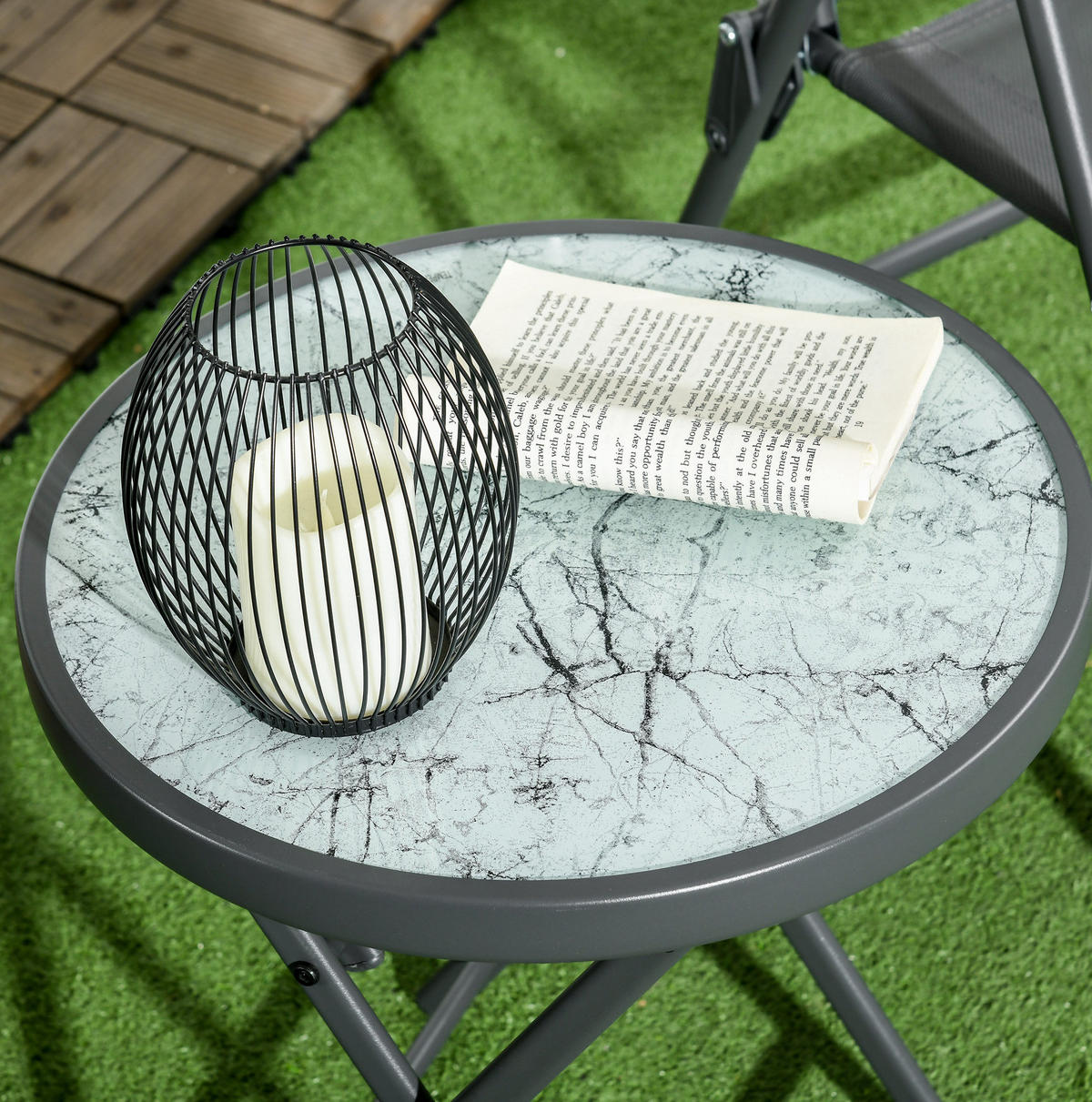 BEISTELLTISCH 45/45/50 cm weiß aus Glas klappbar für Outdoor - Weiß, Glas (45/45/50cm) - OKWISH