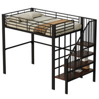 HOCHBETT aus Metall und Holz 140x200 cm Schwarz mit Treppe und Stauraum, stabile Konstruktion - Schwarz, Metall (90/200cm) - Modfu