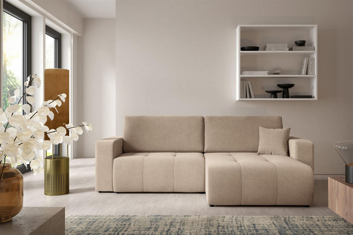 ECKSOFA Augusto - Beige, Holzwerkstoff/Textil (244/149cm) - Fun Möbel