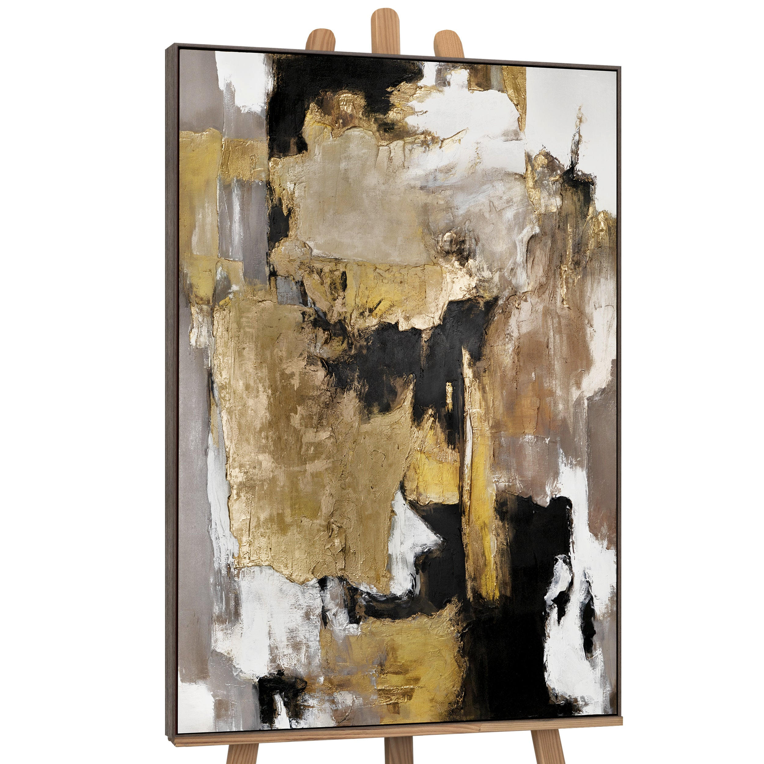 GEMÄLDE Goldene Fragmente Schattenfugenrahmen Grau 120x80 cm - Grau, Holz (120/80cm) - YS-art gallery