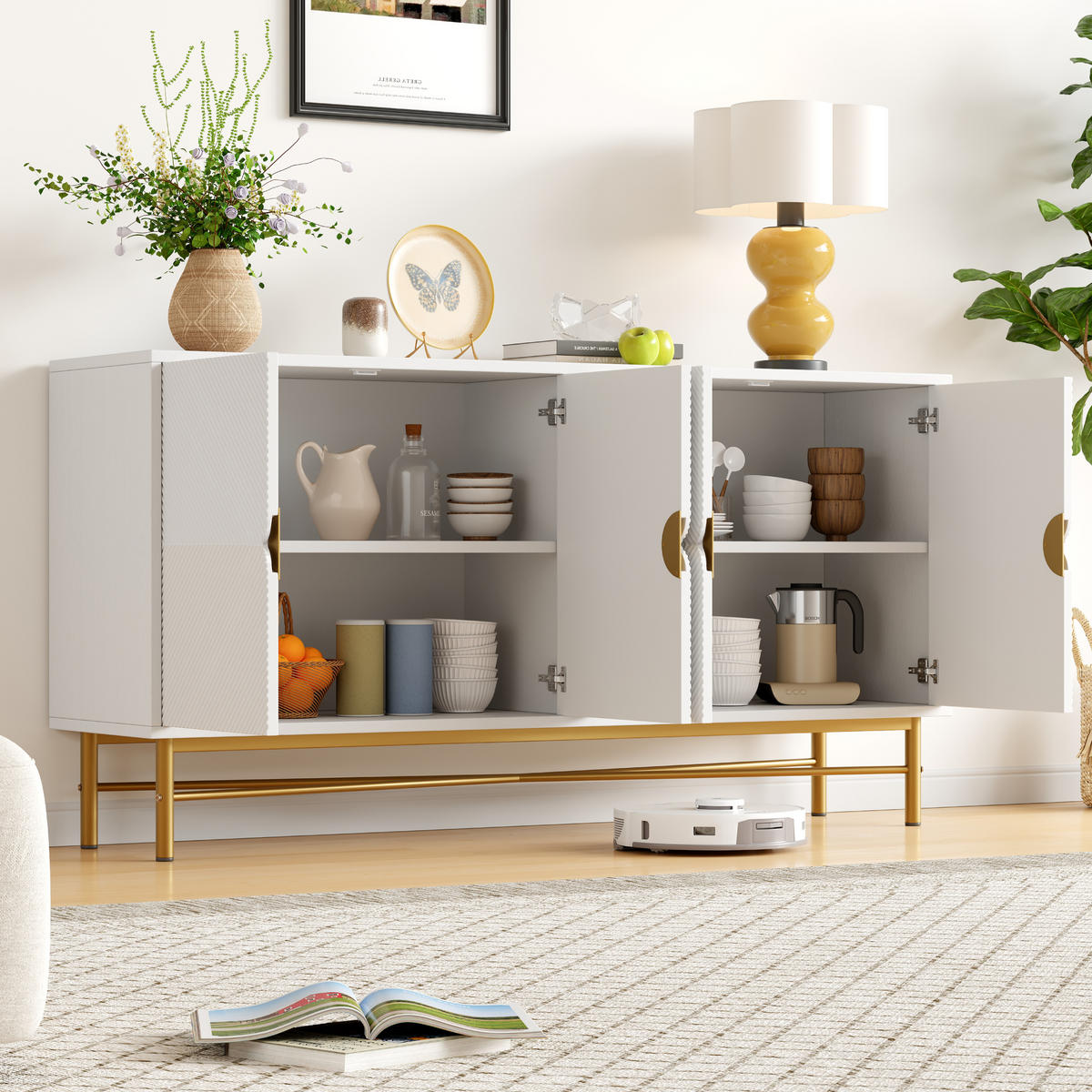 SIDEBOARD Weiß 160/40/82 cm - Weiß, Holzwerkstoff (160/82/40cm) - PANGIVO