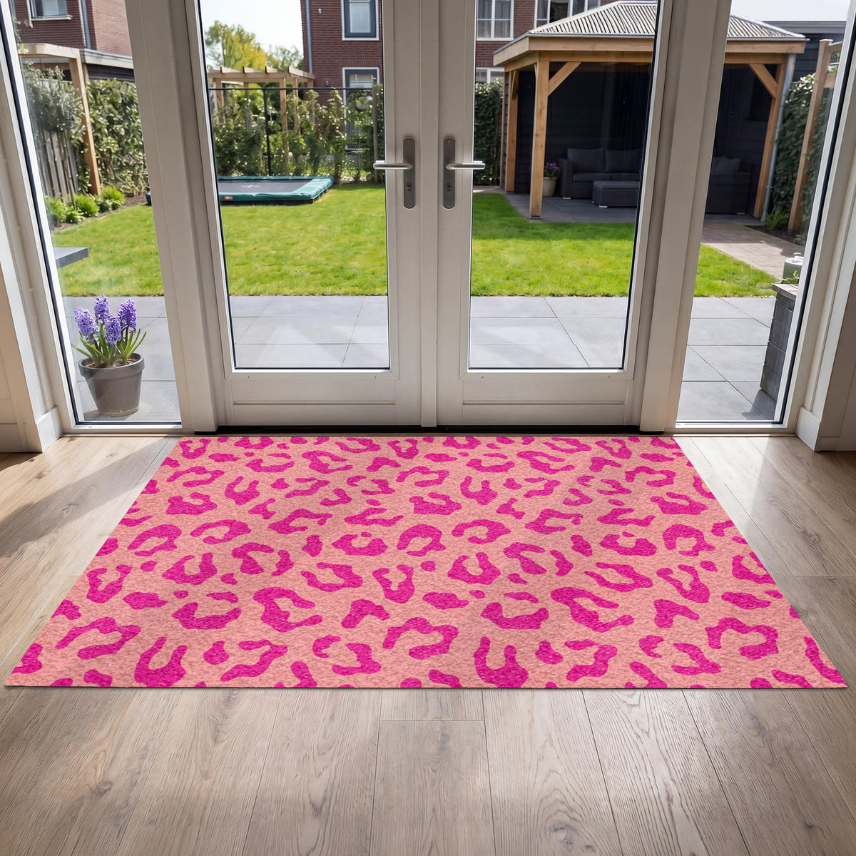 FUSSMATTE Pantherdruck - Rosa - Tierdruck - Minimalistisch Sauberlaufmatte 180x120 cm - Pink, Kunststoff (180/120cm) - MuchoWow