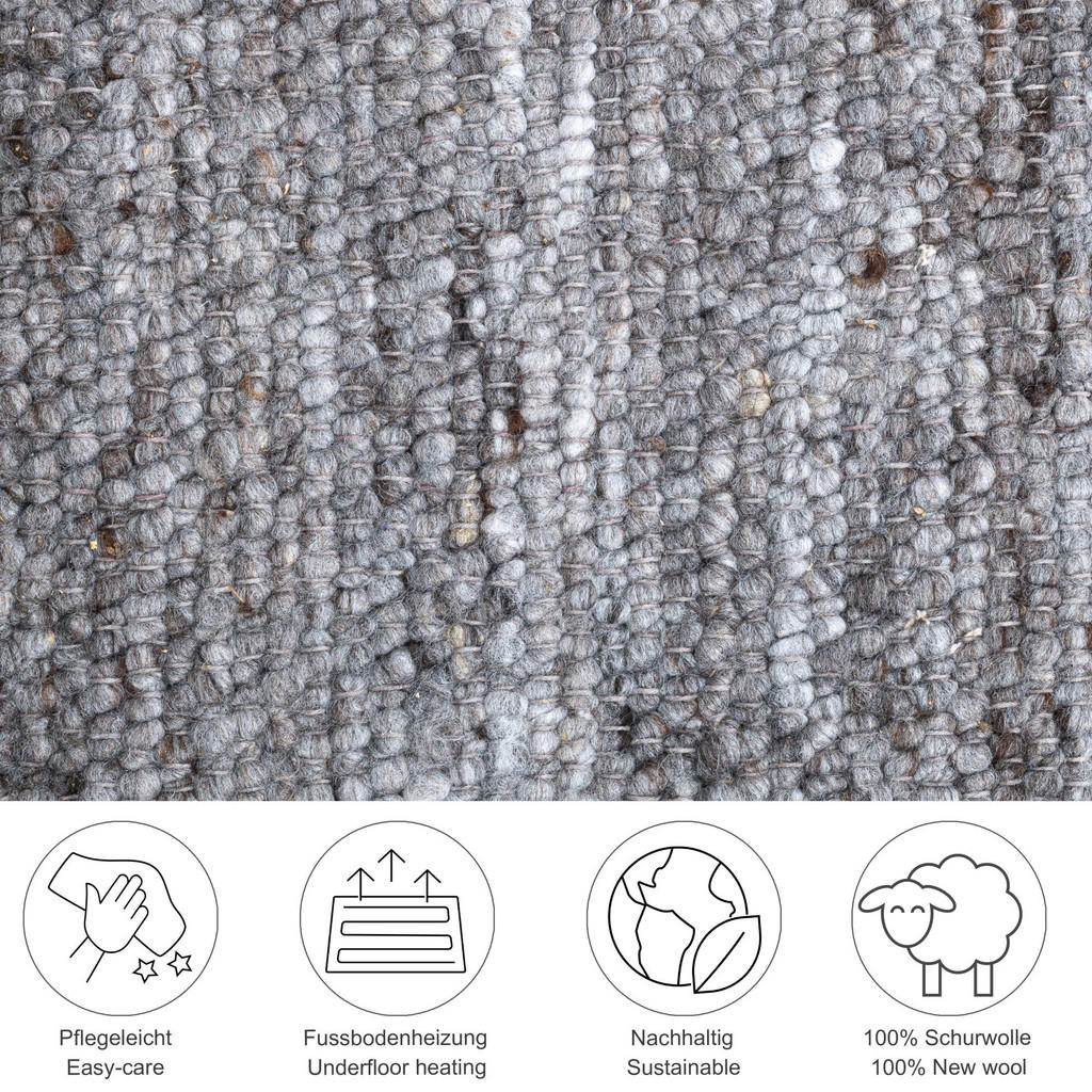 Thumbnail - Rug and Roll Handwebeteppich, Dunkelgrau, Textil, Uni, Rechteckig, 70x140 cm, antistatisch, Teppiche & Böden, Teppiche, ...