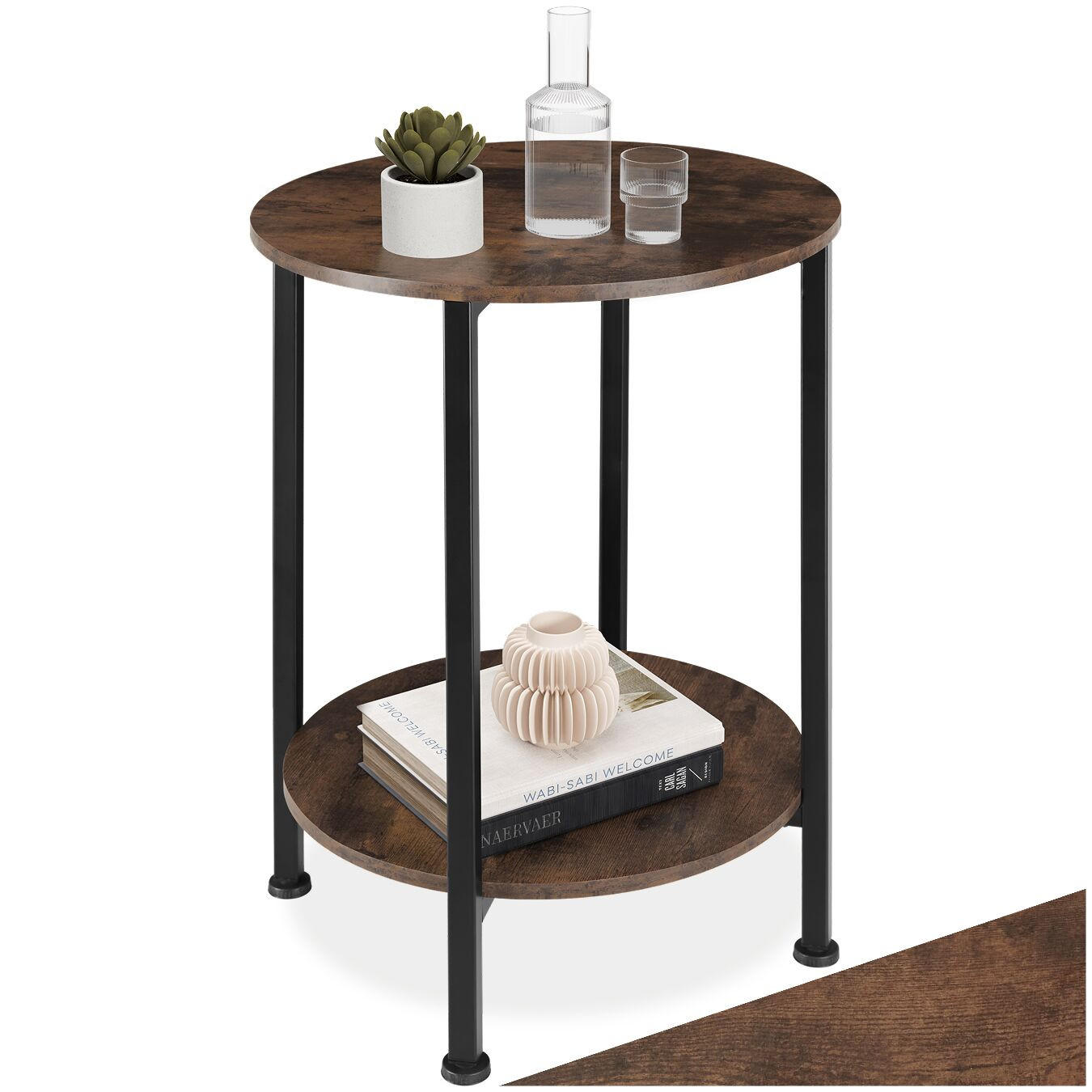 BEISTELLTISCH Ballina,45 x 64 cm,Industrial Holz dunkel, rustikal - Rostfarben, Holz (45/45/64cm) - tectake