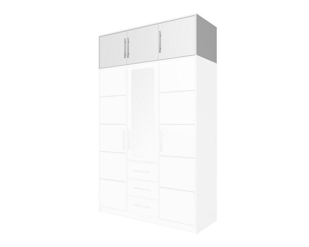 DREHTÜRENSCHRANK LABOO 147/245/58 cm in Weiß mit Aufsatz - Weiß, Holzwerkstoff (147/245/58cm) - Deine Möbel 24