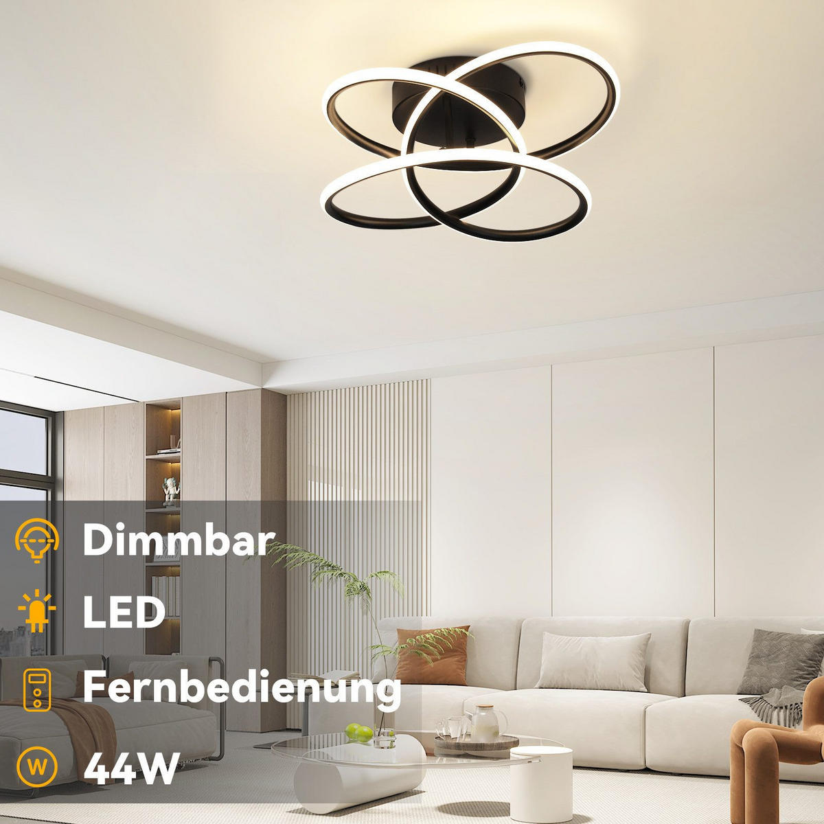 LED-DECKENLEUCHTE Mackerley 33/36/14cm - Schwarz, Metall (36/33/14cm) - Nettlife