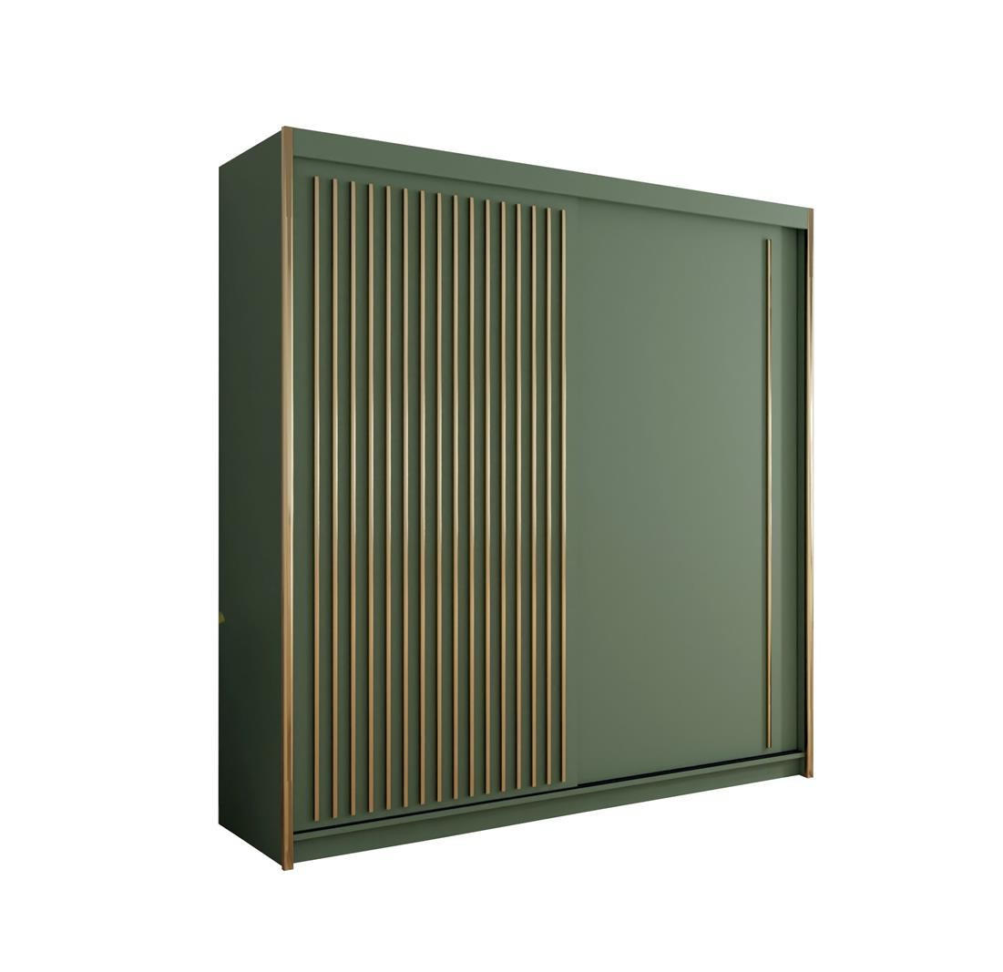 KLEIDERSCHRANK Tiara 203 Grün, Schiebeschrank - Grün, Holzwerkstoff (203/216/62cm) - Bettso