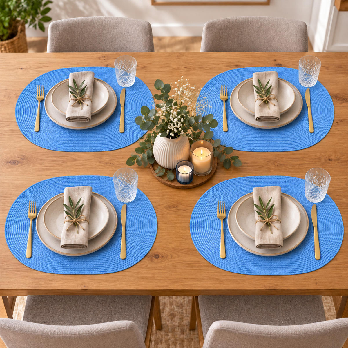 PLATZSET 4er Set Polypro Bleu 45/30 cm - Blau, Kunststoff (30/45cm) - TiborTex