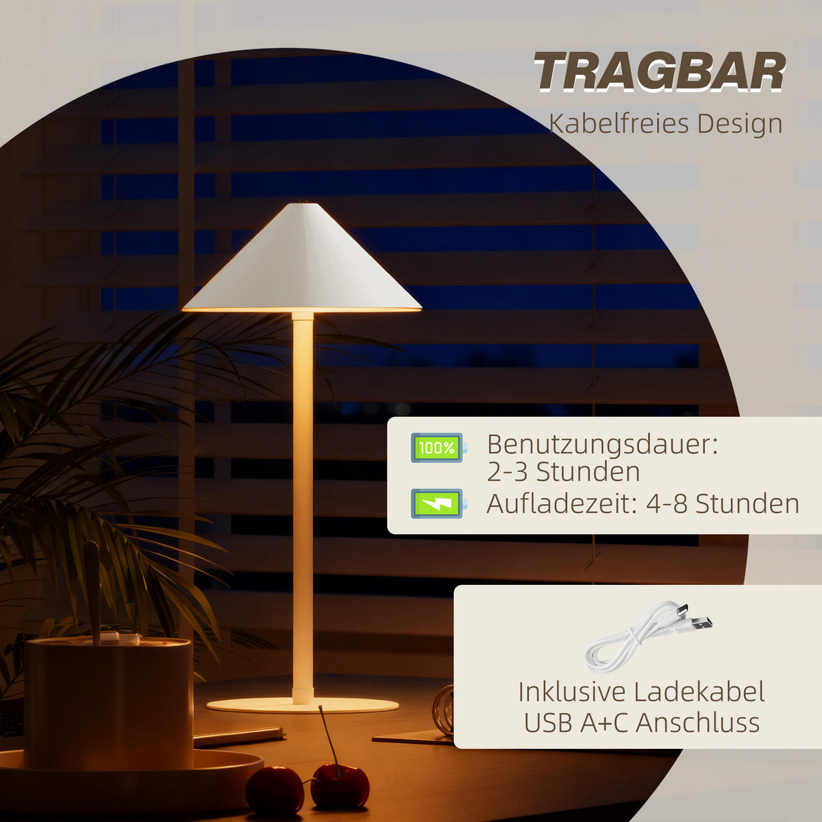 TISCHLAMPE 2er Set Metall Weiß - Weiß, Metall (15/15/31.5cm) - HOMCOM
