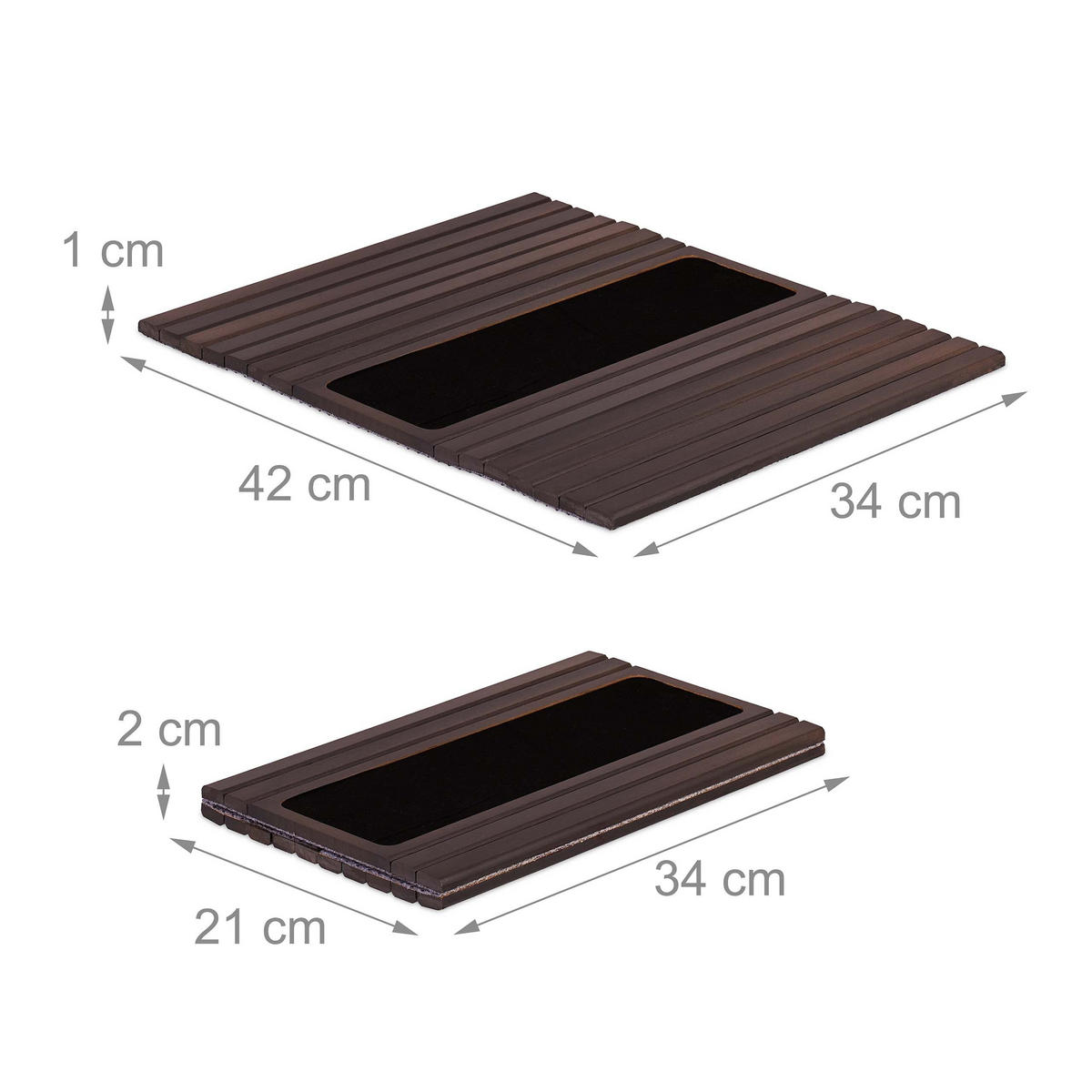 SOFATABLETT Dunkelbraun Schwarz Bambus klappbar 42x34 cm - Multicolor, Holz/Textil (42/1/34cm) - Relaxdays