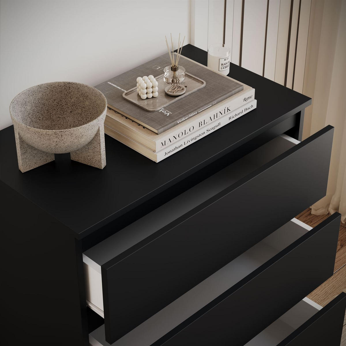 MODERNE Sideboard HANA M3 Schwarz matt - Schwarz, Holzwerkstoff (70/75/40cm) - Lookway