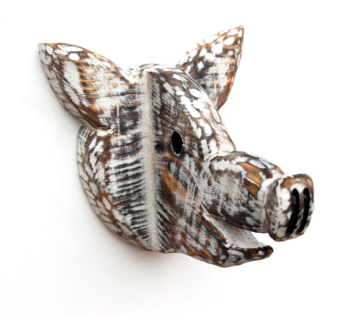 BRILLENHALTER Schwein Holz Wand 1106 - Weiß, Holz (15/14/17cm) - DanDiBo