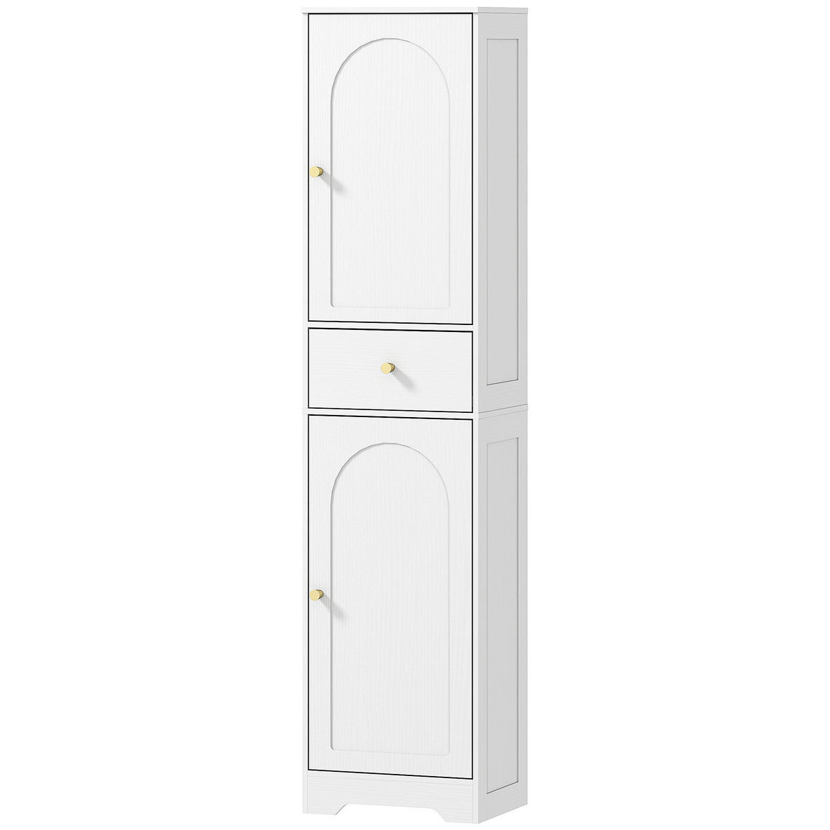 HOCHSCHRANK DE-12480 40/29,5/170 cm Weiß / Gold - Weiß, Holzwerkstoff (29.5/170/40cm) - ComfortXL