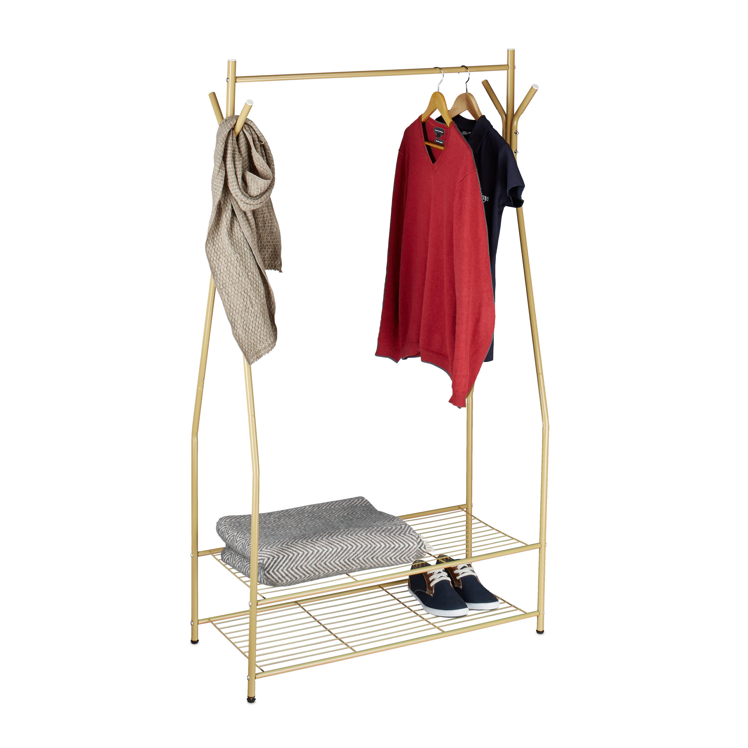 KLEIDERSTÄNDER - Hellbraun, Metall (90/162/40cm) - Relaxdays