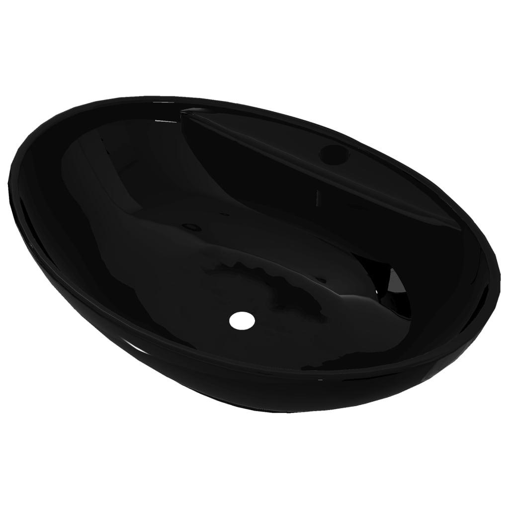 vidaXL Waschbecken Schwarz 58.5x21x39 cm