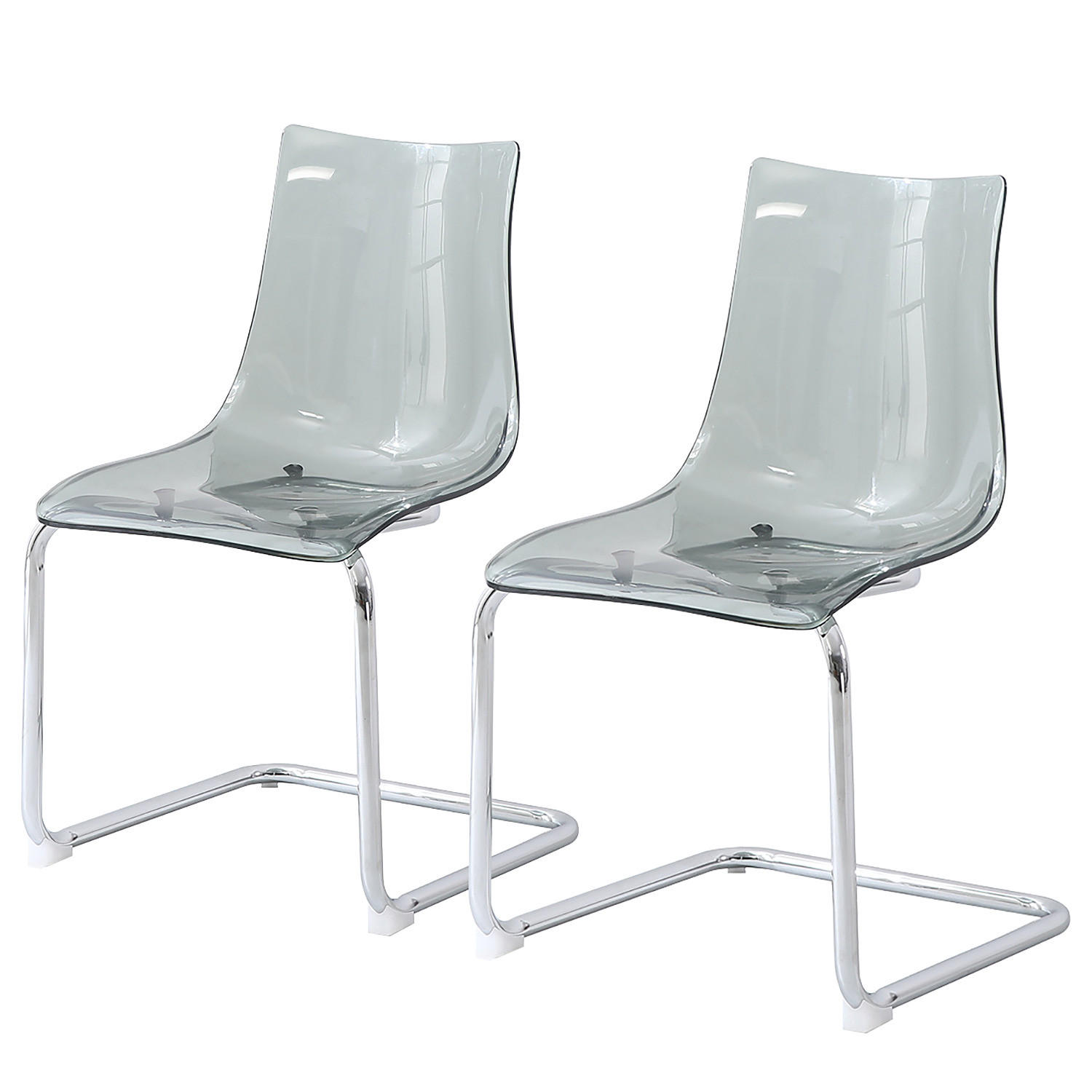 FREISCHWINGER 2ER-SET - Metall / Kunststoff - Chromfarben/Hellgrau, Kunststoff/Metall (47/82/51cm) - home24