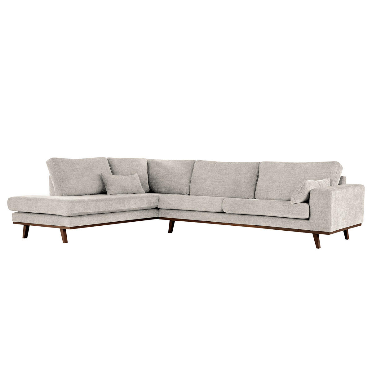 ECKSOFA mit Ottomane - Buchefarben/Grau, Textil (287/219cm) - home24