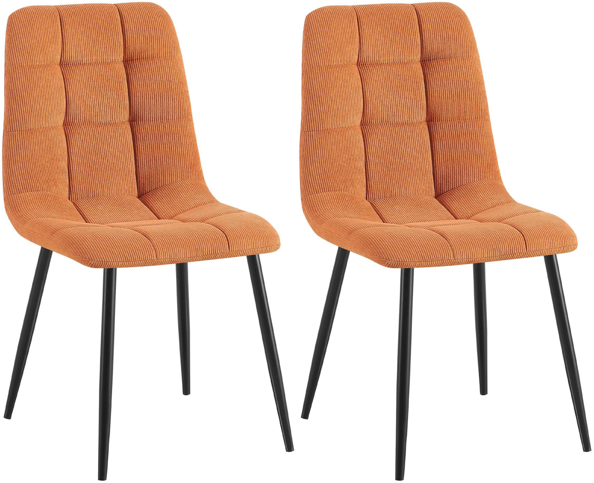 STUHL 2er Set Cord Orange - Schwarz/Orange, Textil/Metall (45/84/55cm) - CLP