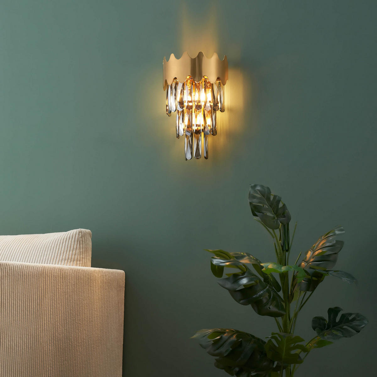 WANDLEUCHTE Graziano, Gold / Messing, 39cm - Goldfarben, Glas (16.5/39/26cm) - KOSILUM