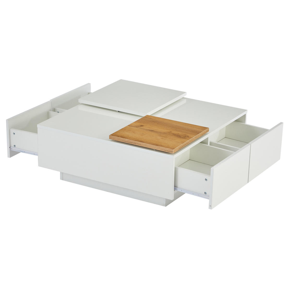 COUCHTISCH mit 4 Schubladen 75x75 cm Hochglanz White - Weiß, Holzwerkstoff (75/75/33.5cm) - Meubliv