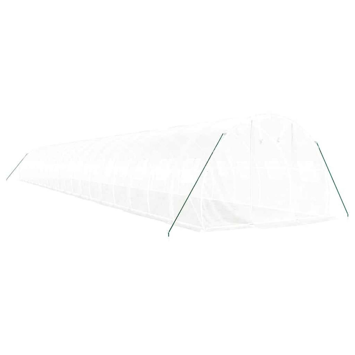 GEWÄCHSHAUS mit Stahlrahmen Weiß 60 m² 20x3x2 m - Weiß, Kunststoff (20/2/2000cm)