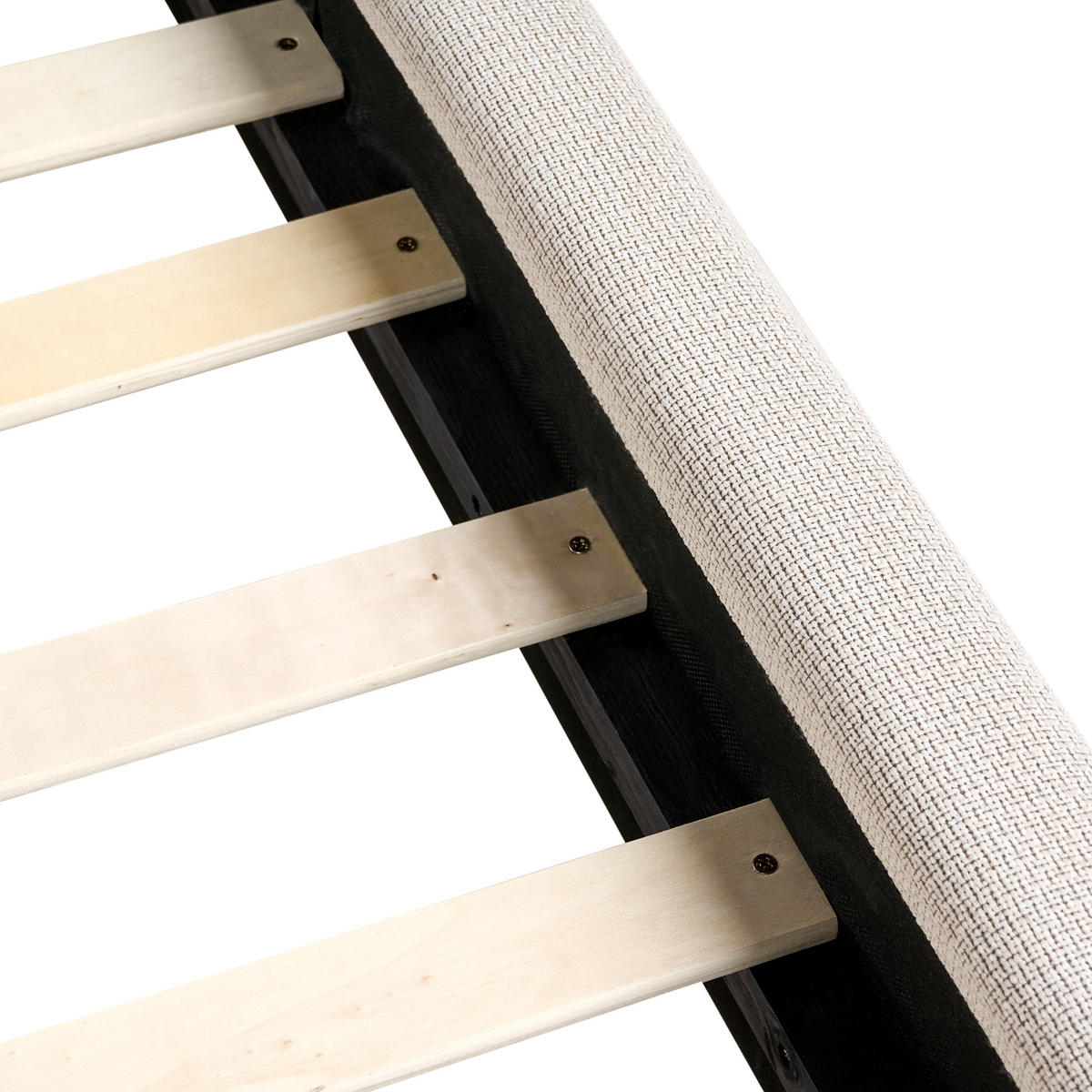 BETT mit Lattenrost 160/200 cm Beige Bajonna - Beige/Schwarz, Textil (160/200cm) - Beliani