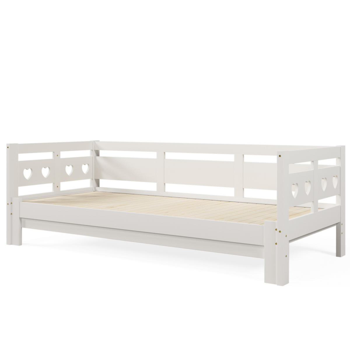 POLSTERBETT aus Kiefernholz & MDF 98-187x196x66 cm in Weiß mit Ausziehbett - Weiß, Holzwerkstoff (90/190cm) - Modfu