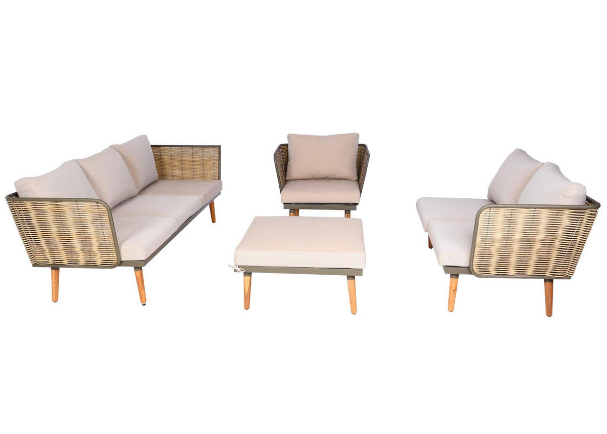 GARTENGARNITUR Braun, Beige - Beige/Braun, Textil - MCW