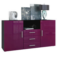 SIDEBOARD Skadu Front in Brombeer Hochglanz - Brombeere, Holzwerkstoff (138.5/71.5/35cm) - Vladon