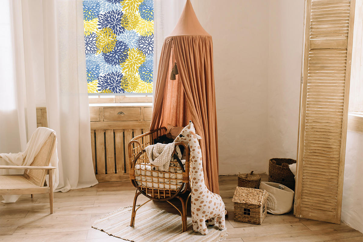 VNÚTORNÁ roleta - okenná roleta - roleta - 100x140 cm - Maľované rastliny - žltá, plast (100/140/0.5cm) - TULUP