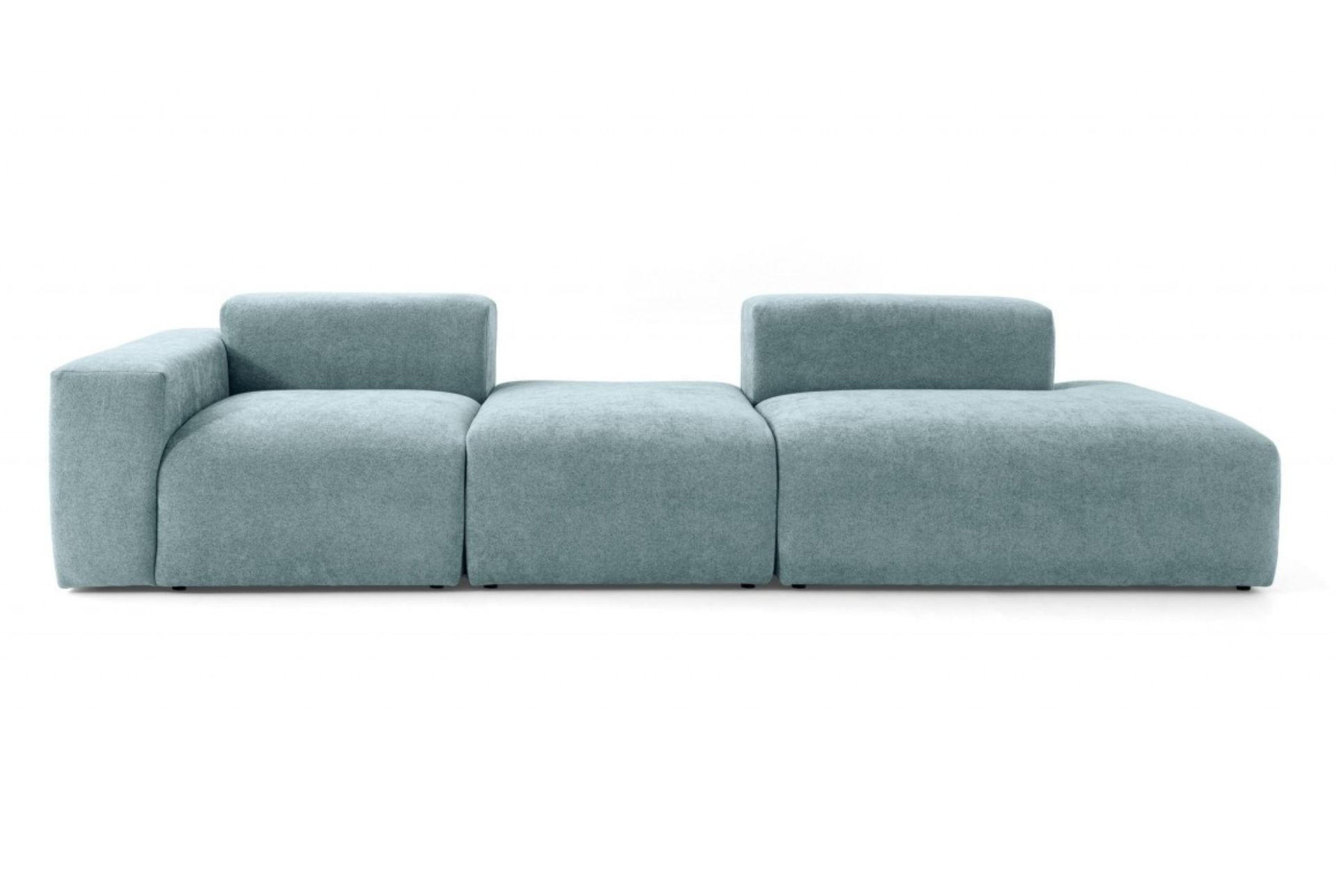 4-SITZER modulares Sofa HEAVEN SET 4 Rechts, Breite 335 cm Webstoff Blaugrau - Blaugrau/Schwarz, Holz/Kunststoff (102/71/335cm) - Muffo