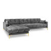 ECKSOFA links Mamaia aus Samt hellgrau 5 Sitzplätze - Hellgrau, Textil (185/293cm) - Micadoni
