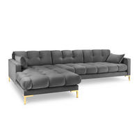 ECKSOFA links Mamaia aus Samt hellgrau 5 Sitzplätze - Hellgrau, Textil (185/293cm) - Micadoni